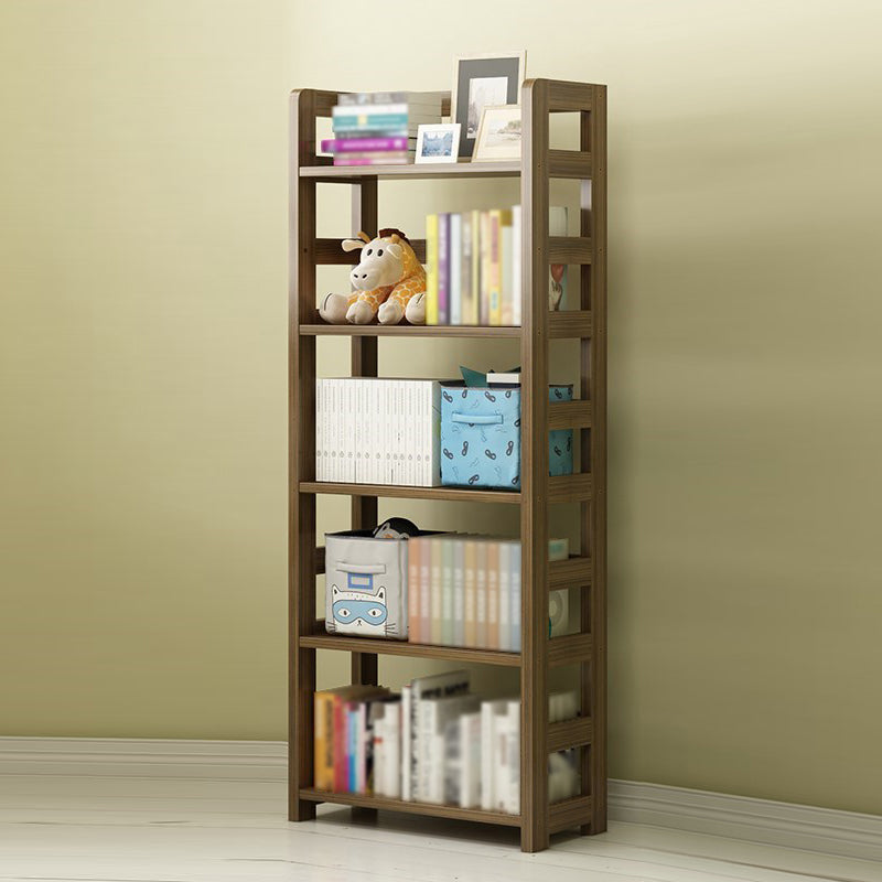 3/4/5-Shelf Modern Open Etagere Bookshelf Solid Wood Vertical Bookshelf 23.6"L x 9.8"W x 61"H Brown Clearhalo 'Bookcases' 'furn' 'furn_bookcases' 'Furniture' 'furniture_bookcases' 'kitchen' 'kitchen_bookcases' 'Living Room Furniture' 'Office Furniture' 4674117
