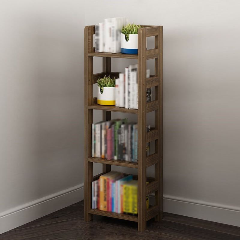 3/4/5-Shelf Modern Open Etagere Bookshelf Solid Wood Vertical Bookshelf 15.7"L x 9.8"W x 48.4"H Brown Clearhalo 'Bookcases' 'furn' 'furn_bookcases' 'Furniture' 'furniture_bookcases' 'kitchen' 'kitchen_bookcases' 'Living Room Furniture' 'Office Furniture' 4674122
