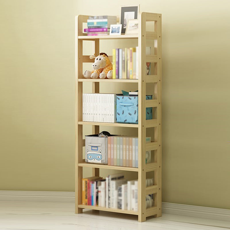 3/4/5-Shelf Modern Open Etagere Bookshelf Solid Wood Vertical Bookshelf 23.6"L x 9.8"W x 61"H Natural Clearhalo 'Bookcases' 'furn' 'furn_bookcases' 'Furniture' 'furniture_bookcases' 'kitchen' 'kitchen_bookcases' 'Living Room Furniture' 'Office Furniture' 4674134