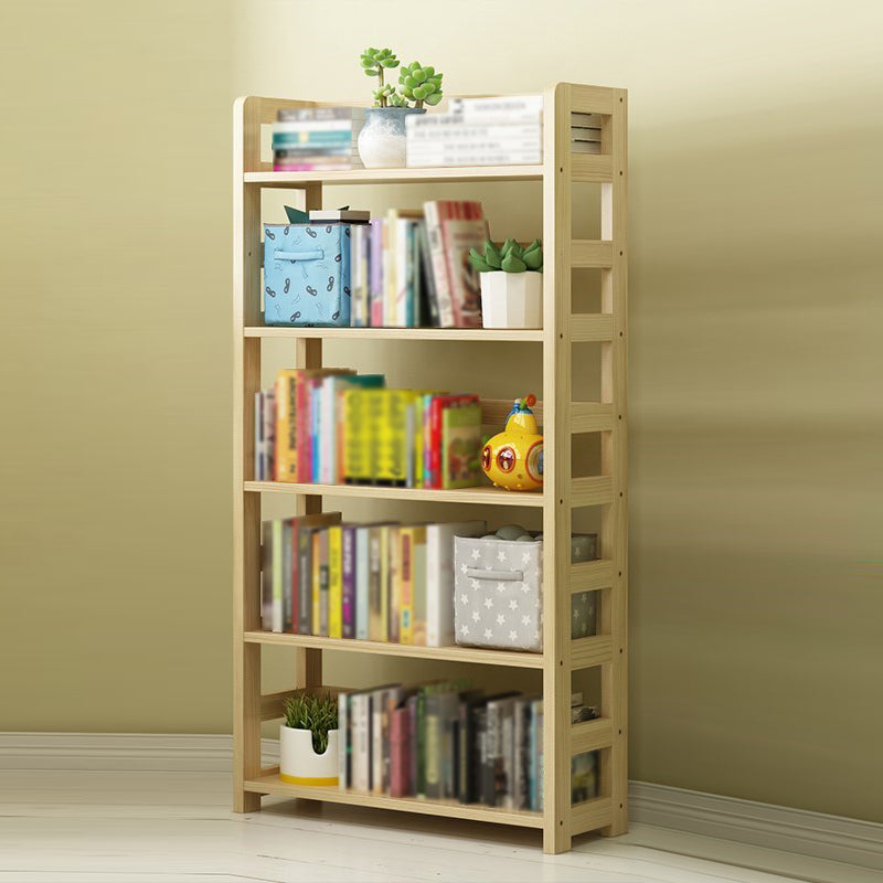 3/4/5-Shelf Modern Open Etagere Bookshelf Solid Wood Vertical Bookshelf 31.5"L x 9.8"W x 61"H Natural Clearhalo 'Bookcases' 'furn' 'furn_bookcases' 'Furniture' 'furniture_bookcases' 'kitchen' 'kitchen_bookcases' 'Living Room Furniture' 'Office Furniture' 4674136