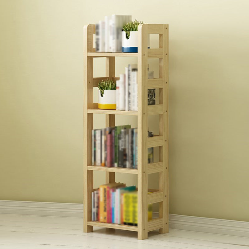 3/4/5-Shelf Modern Open Etagere Bookshelf Solid Wood Vertical Bookshelf 15.7"L x 9.8"W x 48.4"H Natural Clearhalo 'Bookcases' 'furn' 'furn_bookcases' 'Furniture' 'furniture_bookcases' 'kitchen' 'kitchen_bookcases' 'Living Room Furniture' 'Office Furniture' 4674139