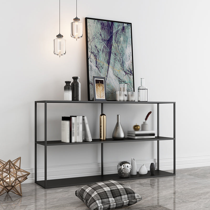 Open Rectangular Bookcase Industrial Metal Shelf for Study Room 59.1"L x 12.2"W x 32.3"H Black Clearhalo 'Bookcases' 'furn' 'furn_bookcases' 'Furniture' 'furniture_bookcases' 'kitchen' 'kitchen_bookcases' 'Living Room Furniture' 'Office Furniture' 4674173