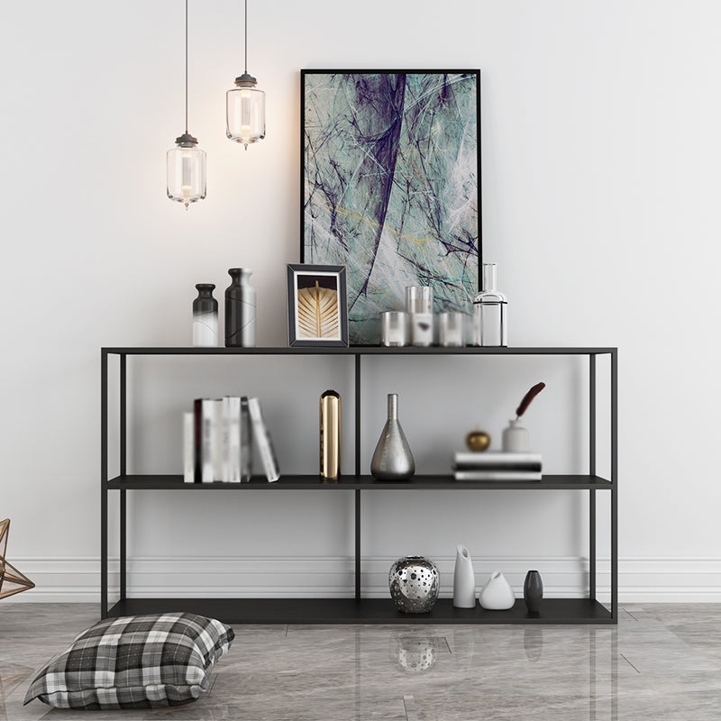 Open Rectangular Bookcase Industrial Metal Shelf for Study Room 47.2"L x 12.2"W x 32.3"H Black Clearhalo 'Bookcases' 'furn' 'furn_bookcases' 'Furniture' 'furniture_bookcases' 'kitchen' 'kitchen_bookcases' 'Living Room Furniture' 'Office Furniture' 4674174