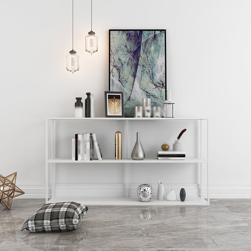 Open Rectangular Bookcase Industrial Metal Shelf for Study Room 47.2"L x 12.2"W x 32.3"H White Clearhalo 'Bookcases' 'furn' 'furn_bookcases' 'Furniture' 'furniture_bookcases' 'kitchen' 'kitchen_bookcases' 'Living Room Furniture' 'Office Furniture' 4674175