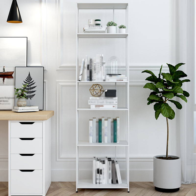 Industrial Style Open Bookcase with Metal Rectangular Shelves 19.7"L x 11.8"W x 70.9"H White Clearhalo 'Bookcases' 'furn' 'furn_bookcases' 'Furniture' 'furniture_bookcases' 'kitchen' 'kitchen_bookcases' 'Living Room Furniture' 'Office Furniture' 4674201