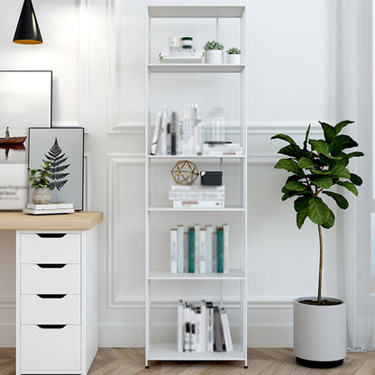 Industrial Style Open Bookcase with Metal Rectangular Shelves 19.7"L x 11.8"W x 70.9"H White Clearhalo 'Bookcases' 'furn' 'furn_bookcases' 'Furniture' 'furniture_bookcases' 'kitchen' 'kitchen_bookcases' 'Living Room Furniture' 'Office Furniture' 4674201