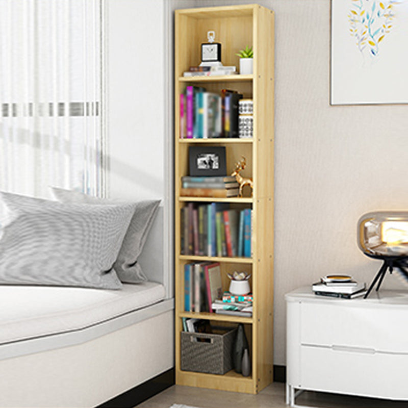 Modern Style Bookcase Closed Back Rectangular Shelf Bookcase for Study Room 15.7"L x 9.4"W x 69.7"H Natural Clearhalo 'Bookcases' 'furn' 'furn_bookcases' 'Furniture' 'furniture_bookcases' 'kitchen' 'kitchen_bookcases' 'Living Room Furniture' 'Office Furniture' 4674214
