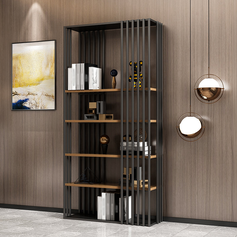 Modern Style 4-Shelf Bookshelf Open Black Shelf Bookcase for Study Room Clearhalo 'Bookcases' 'furn' 'furn_bookcases' 'Furniture' 'furniture_bookcases' 'kitchen' 'kitchen_bookcases' 'Living Room Furniture' 'Office Furniture' 4674230