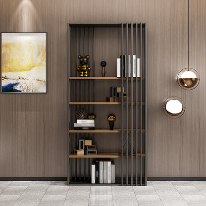 Modern Style 4-Shelf Bookshelf Open Black Shelf Bookcase for Study Room 31.5"L x 11.8"W x 78.7"H Clearhalo 'Bookcases' 'furn' 'furn_bookcases' 'Furniture' 'furniture_bookcases' 'kitchen' 'kitchen_bookcases' 'Living Room Furniture' 'Office Furniture' 4674231