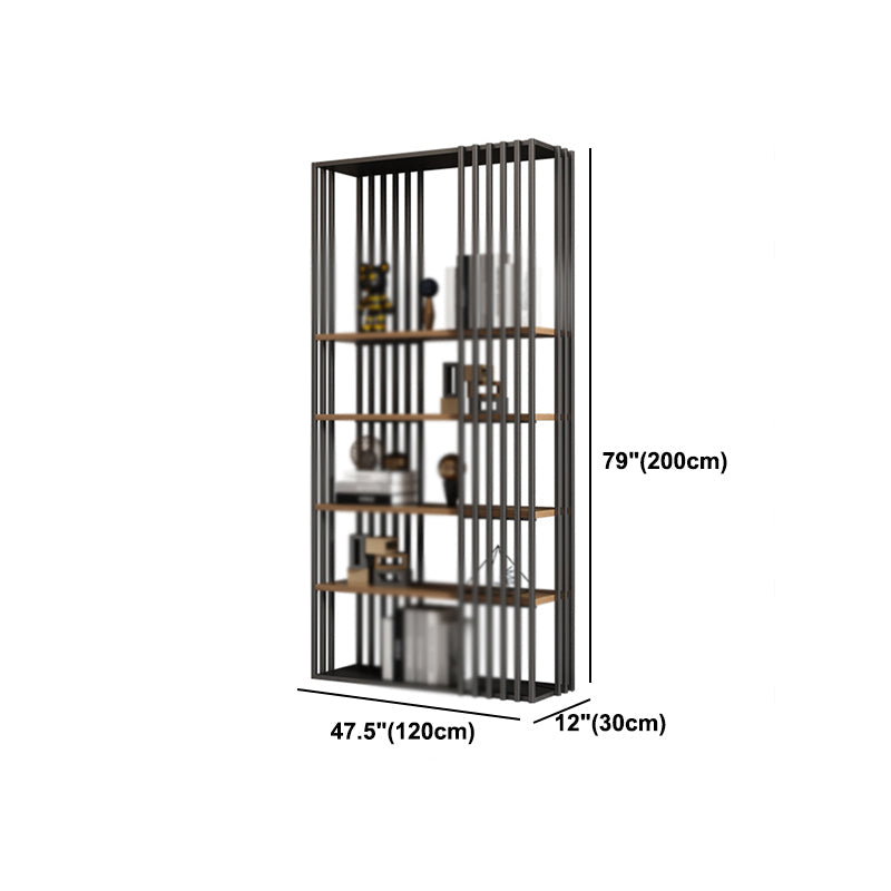 Modern Style 4-Shelf Bookshelf Open Black Shelf Bookcase for Study Room Clearhalo 'Bookcases' 'furn' 'furn_bookcases' 'Furniture' 'furniture_bookcases' 'kitchen' 'kitchen_bookcases' 'Living Room Furniture' 'Office Furniture' 4674242