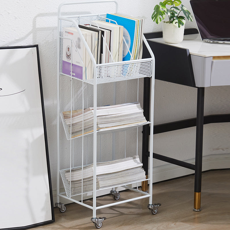 3-Shelf Metal Etagere Bookcase Contemporary Book Shelf,39''H x 11''W White Clearhalo 'Bookcases' 'furn' 'furn_bookcases' 'Furniture' 'furniture_bookcases' 'kitchen' 'kitchen_bookcases' 'Living Room Furniture' 'Office Furniture' 4674289