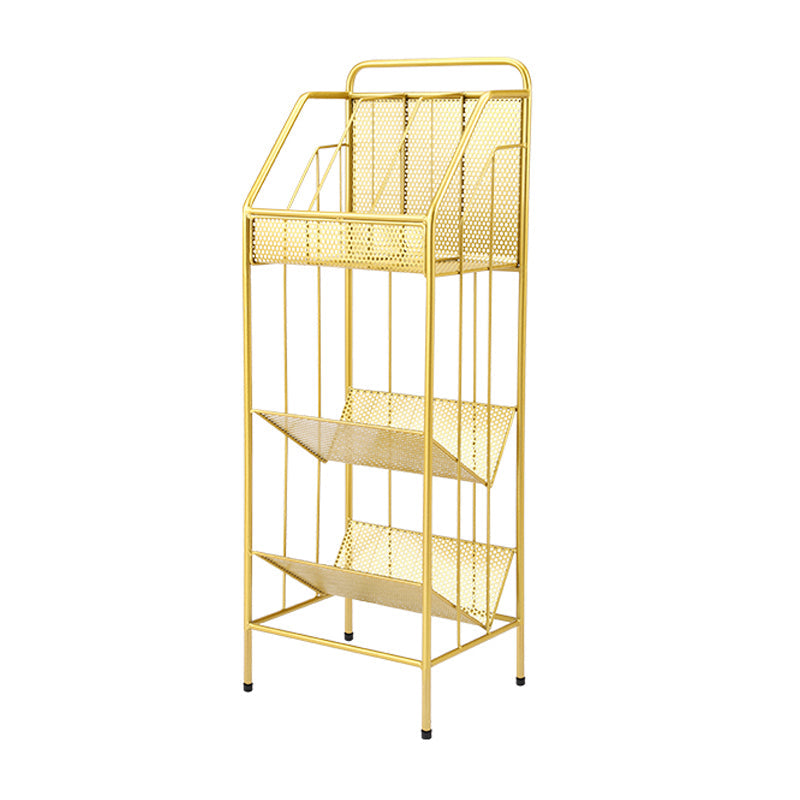 3-Shelf Metal Etagere Bookcase Contemporary Book Shelf,39''H x 11''W Light Yellow Clearhalo 'Bookcases' 'furn' 'furn_bookcases' 'Furniture' 'furniture_bookcases' 'kitchen' 'kitchen_bookcases' 'Living Room Furniture' 'Office Furniture' 4674300