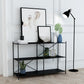 Minimalist Metal Open Etagere Bookcase with Rectangular Shelves 47"L x 12"W x 31"H Black Clearhalo 'Bookcases' 'furn' 'furn_bookcases' 'Furniture' 'furniture_bookcases' 'kitchen' 'kitchen_bookcases' 'Living Room Furniture' 'Office Furniture' 4674307