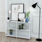 Minimalist Metal Open Etagere Bookcase with Rectangular Shelves 47"L x 12"W x 31"H White Clearhalo 'Bookcases' 'furn' 'furn_bookcases' 'Furniture' 'furniture_bookcases' 'kitchen' 'kitchen_bookcases' 'Living Room Furniture' 'Office Furniture' 4674308