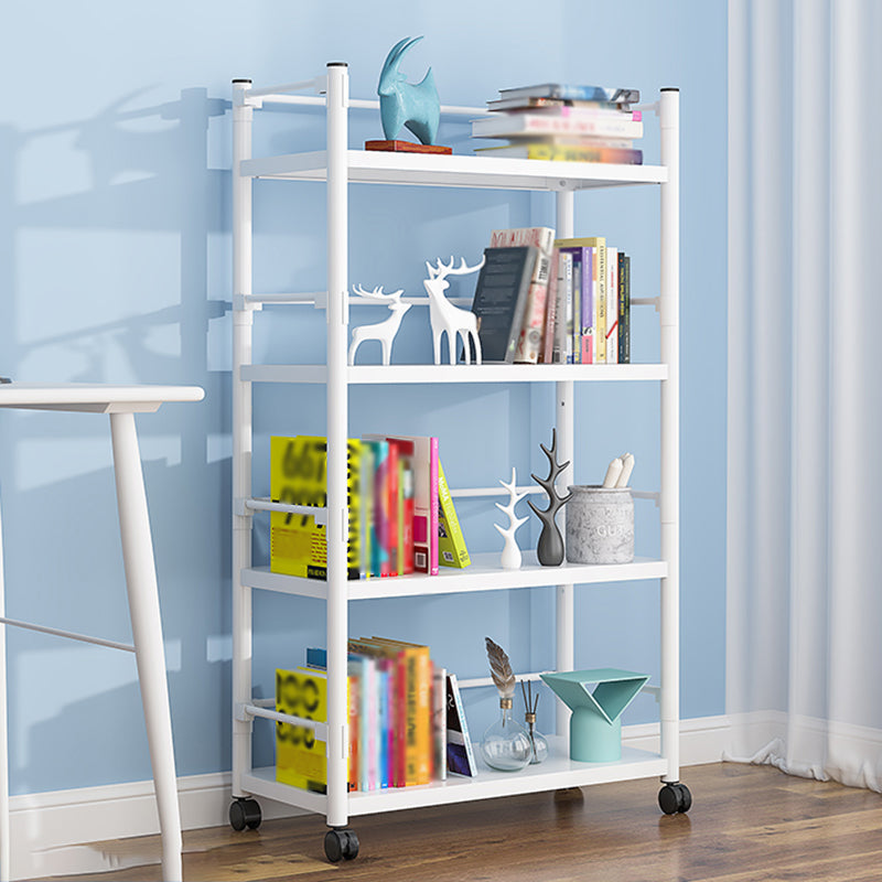 Open Etagere Bookshelf Contemporary Vertical Bookshelf with Caster Wheels White Clearhalo 'Bookcases' 'furn' 'furn_bookcases' 'Furniture' 'furniture_bookcases' 'kitchen' 'kitchen_bookcases' 'Living Room Furniture' 'Office Furniture' 4674325