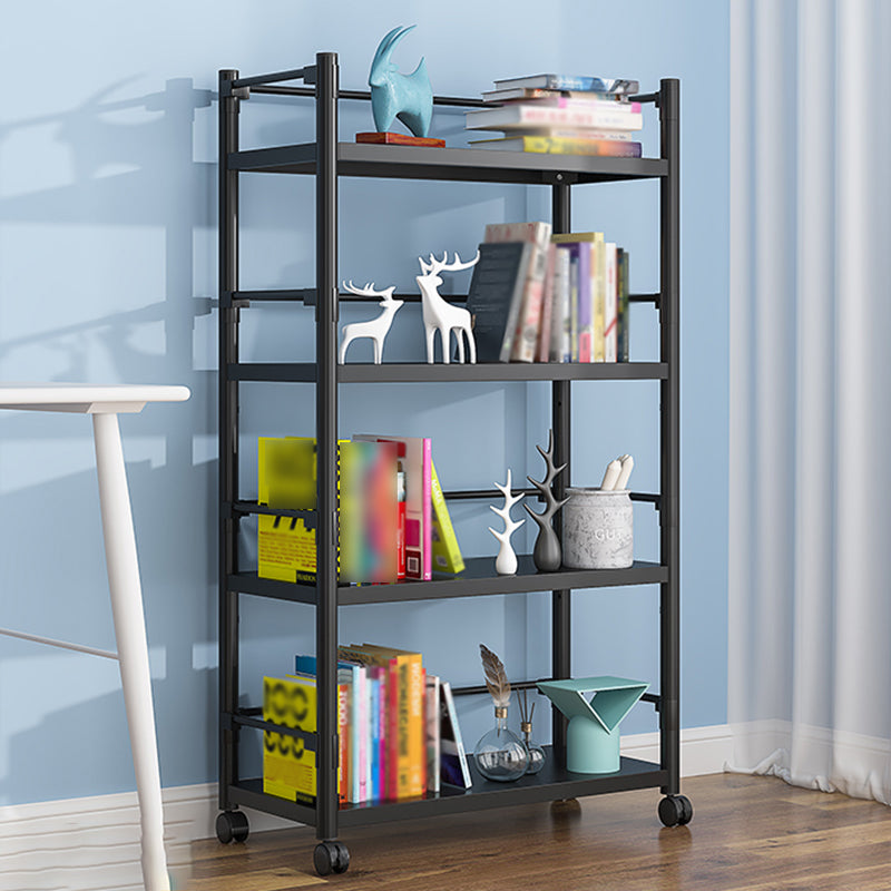 Open Etagere Bookshelf Contemporary Vertical Bookshelf with Caster Wheels Black Clearhalo 'Bookcases' 'furn' 'furn_bookcases' 'Furniture' 'furniture_bookcases' 'kitchen' 'kitchen_bookcases' 'Living Room Furniture' 'Office Furniture' 4674326