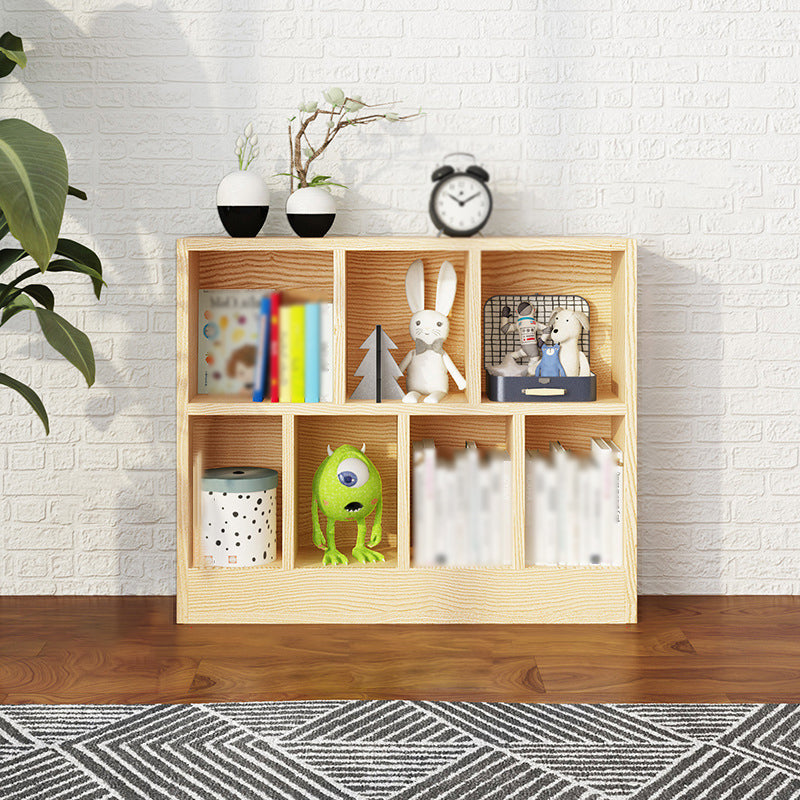 2/3-Shelf Natural Modern Bookshelf Pine Wood Geometric Closed Back Bookshelf Clearhalo 'Bookcases' 'furn' 'furn_bookcases' 'Furniture' 'furniture_bookcases' 'kitchen' 'kitchen_bookcases' 'Living Room Furniture' 'Office Furniture' 4674350