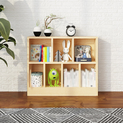2/3-Shelf Natural Modern Bookshelf Pine Wood Geometric Closed Back Bookshelf Clearhalo 'Bookcases' 'furn' 'furn_bookcases' 'Furniture' 'furniture_bookcases' 'kitchen' 'kitchen_bookcases' 'Living Room Furniture' 'Office Furniture' 4674350