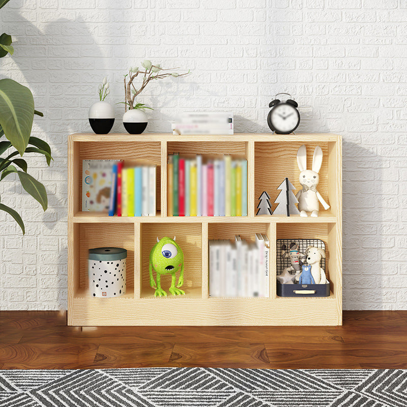 2/3-Shelf Natural Modern Bookshelf Pine Wood Geometric Closed Back Bookshelf Clearhalo 'Bookcases' 'furn' 'furn_bookcases' 'Furniture' 'furniture_bookcases' 'kitchen' 'kitchen_bookcases' 'Living Room Furniture' 'Office Furniture' 4674352