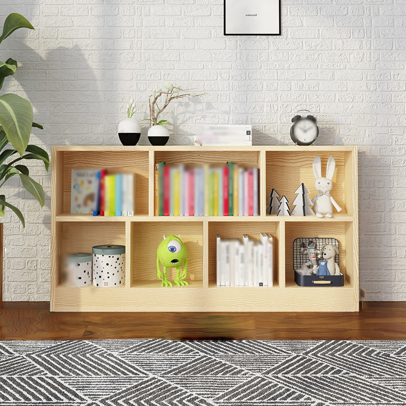 2/3-Shelf Natural Modern Bookshelf Pine Wood Geometric Closed Back Bookshelf 63"L x 9.4"W x 31.5"H Clearhalo 'Bookcases' 'furn' 'furn_bookcases' 'Furniture' 'furniture_bookcases' 'kitchen' 'kitchen_bookcases' 'Living Room Furniture' 'Office Furniture' 4674355