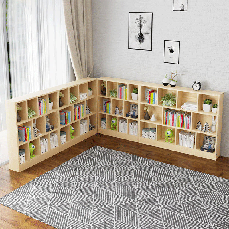 2/3-Shelf Natural Modern Bookshelf Pine Wood Geometric Closed Back Bookshelf Clearhalo 'Bookcases' 'furn' 'furn_bookcases' 'Furniture' 'furniture_bookcases' 'kitchen' 'kitchen_bookcases' 'Living Room Furniture' 'Office Furniture' 4674362