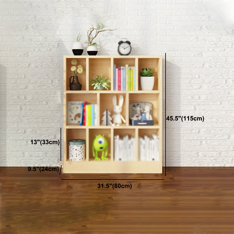2/3-Shelf Natural Modern Bookshelf Pine Wood Geometric Closed Back Bookshelf Clearhalo 'Bookcases' 'furn' 'furn_bookcases' 'Furniture' 'furniture_bookcases' 'kitchen' 'kitchen_bookcases' 'Living Room Furniture' 'Office Furniture' 4674372
