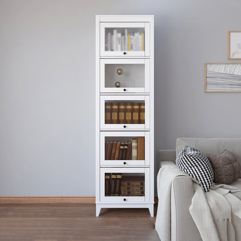 Engineered Wood Standard Bookcase Contemporary Bookcase With Doors 19.7"L x 13.9"W x 81.5"H White Clearhalo 'Bookcases' 'furn' 'furn_bookcases' 'Furniture' 'furniture_bookcases' 'kitchen' 'kitchen_bookcases' 'Living Room Furniture' 'Office Furniture' 4674376