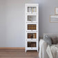 Engineered Wood Standard Bookcase Contemporary Bookcase With Doors 23.6"L x 13.9"W x 81.5"H White Clearhalo 'Bookcases' 'furn' 'furn_bookcases' 'Furniture' 'furniture_bookcases' 'kitchen' 'kitchen_bookcases' 'Living Room Furniture' 'Office Furniture' 4674381