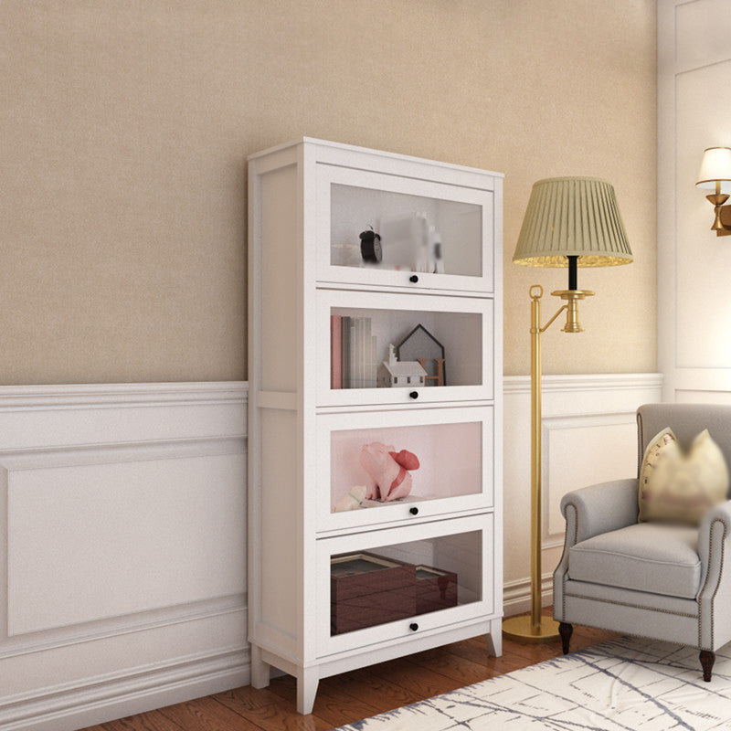 Engineered Wood Standard Bookcase Contemporary Bookcase With Doors 31.5"L x 13.9"W x 66.8"H White Clearhalo 'Bookcases' 'furn' 'furn_bookcases' 'Furniture' 'furniture_bookcases' 'kitchen' 'kitchen_bookcases' 'Living Room Furniture' 'Office Furniture' 4674388