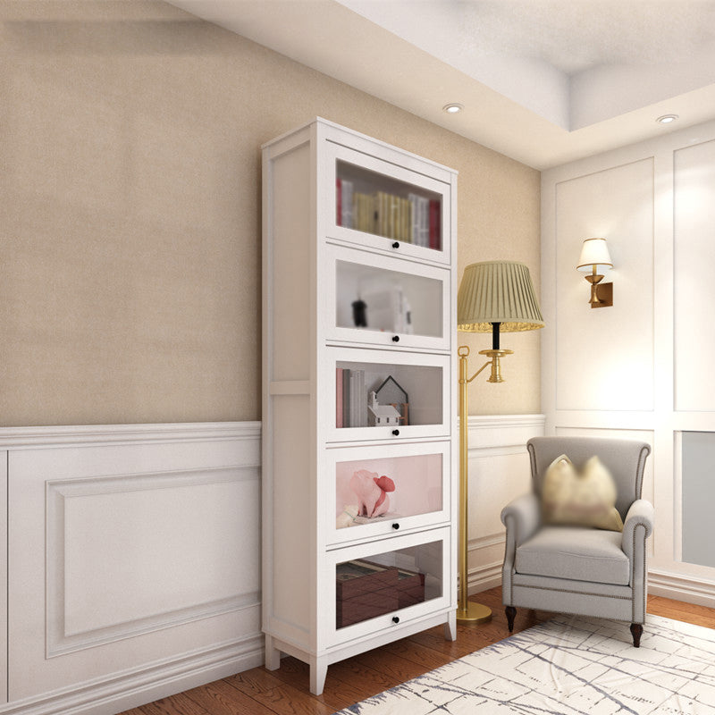 Engineered Wood Standard Bookcase Contemporary Bookcase With Doors 31.5"L x 13.9"W x 81.5"H White Clearhalo 'Bookcases' 'furn' 'furn_bookcases' 'Furniture' 'furniture_bookcases' 'kitchen' 'kitchen_bookcases' 'Living Room Furniture' 'Office Furniture' 4674390