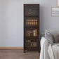 Engineered Wood Standard Bookcase Contemporary Bookcase With Doors 19.7"L x 13.9"W x 66.8"H Brown Clearhalo 'Bookcases' 'furn' 'furn_bookcases' 'Furniture' 'furniture_bookcases' 'kitchen' 'kitchen_bookcases' 'Living Room Furniture' 'Office Furniture' 4674391