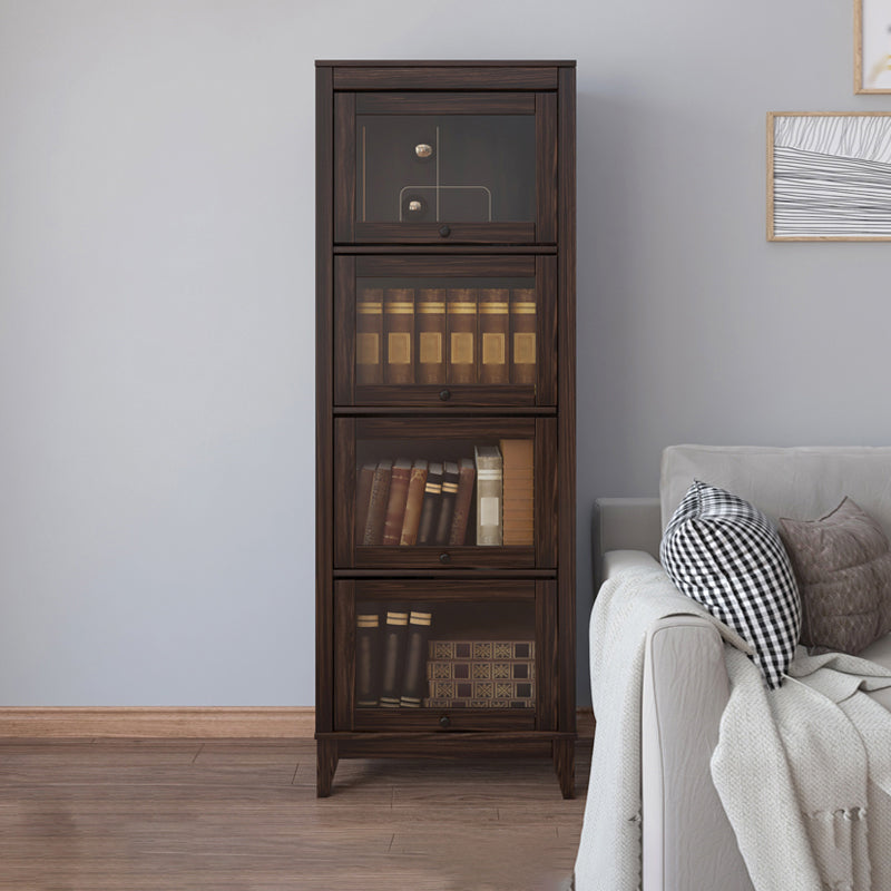 Engineered Wood Standard Bookcase Contemporary Bookcase With Doors 23.6"L x 13.9"W x 66.8"H Brown Clearhalo 'Bookcases' 'furn' 'furn_bookcases' 'Furniture' 'furniture_bookcases' 'kitchen' 'kitchen_bookcases' 'Living Room Furniture' 'Office Furniture' 4674393
