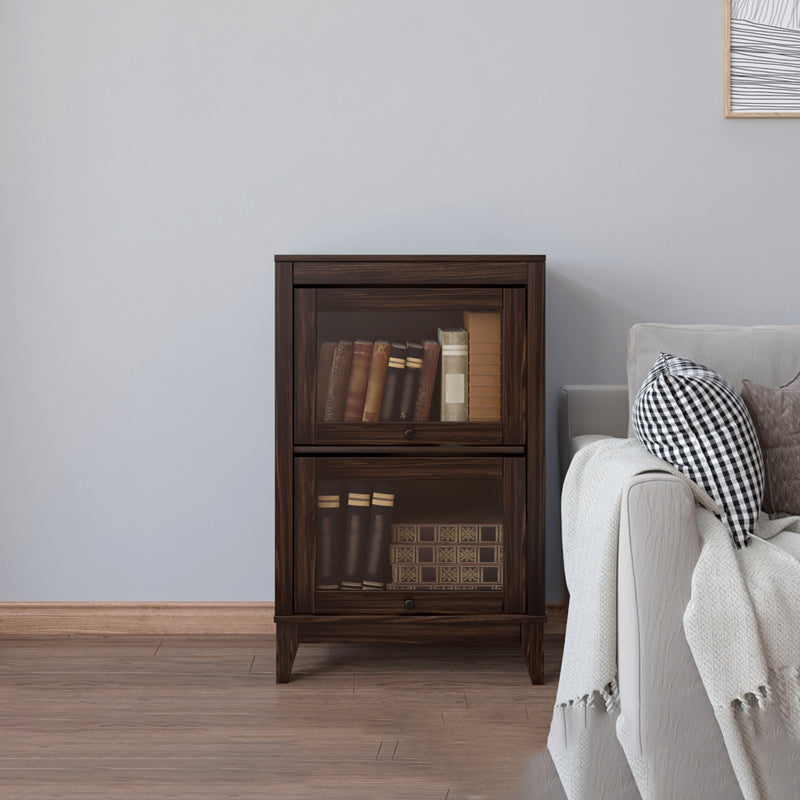 Engineered Wood Standard Bookcase Contemporary Bookcase With Doors 23.6"L x 13.9"W x 37.4"H Brown Clearhalo 'Bookcases' 'furn' 'furn_bookcases' 'Furniture' 'furniture_bookcases' 'kitchen' 'kitchen_bookcases' 'Living Room Furniture' 'Office Furniture' 4674396