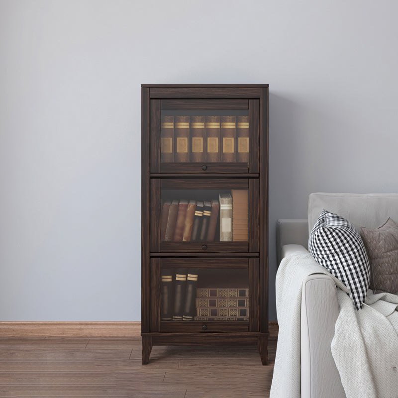Engineered Wood Standard Bookcase Contemporary Bookcase With Doors 23.6"L x 13.9"W x 52.1"H Brown Clearhalo 'Bookcases' 'furn' 'furn_bookcases' 'Furniture' 'furniture_bookcases' 'kitchen' 'kitchen_bookcases' 'Living Room Furniture' 'Office Furniture' 4674397