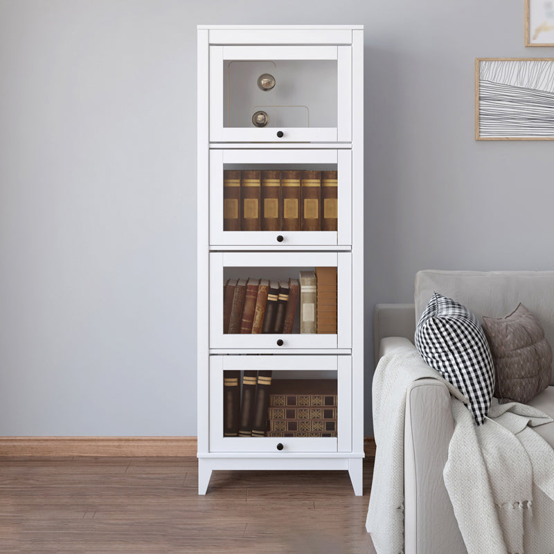 Engineered Wood Standard Bookcase Contemporary Bookcase With Doors 23.6"L x 13.9"W x 66.8"H White Clearhalo 'Bookcases' 'furn' 'furn_bookcases' 'Furniture' 'furniture_bookcases' 'kitchen' 'kitchen_bookcases' 'Living Room Furniture' 'Office Furniture' 4674400