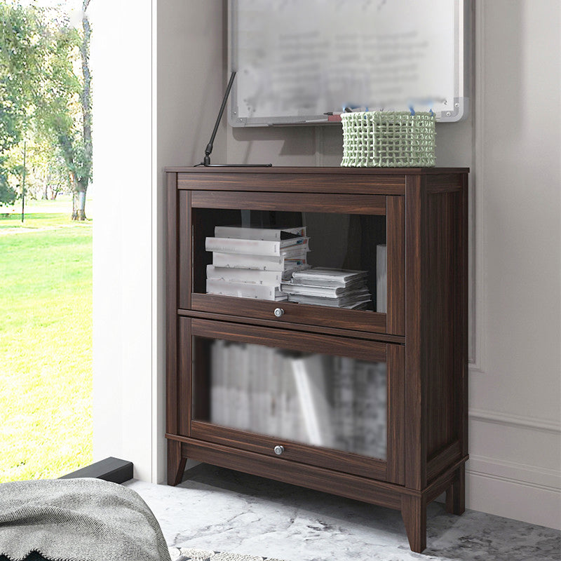 Engineered Wood Standard Bookcase Contemporary Bookcase With Doors 31.5"L x 13.9"W x 37.4"H Brown Clearhalo 'Bookcases' 'furn' 'furn_bookcases' 'Furniture' 'furniture_bookcases' 'kitchen' 'kitchen_bookcases' 'Living Room Furniture' 'Office Furniture' 4674401