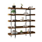 Metal Bookcase Industrial Book Shelf with Wood Rectangular Shelves 78.7"L x 13.4"W x 70.9"H Clearhalo 'Bookcases' 'furn' 'furn_bookcases' 'Furniture' 'furniture_bookcases' 'kitchen' 'kitchen_bookcases' 'Living Room Furniture' 'Office Furniture' 4674433