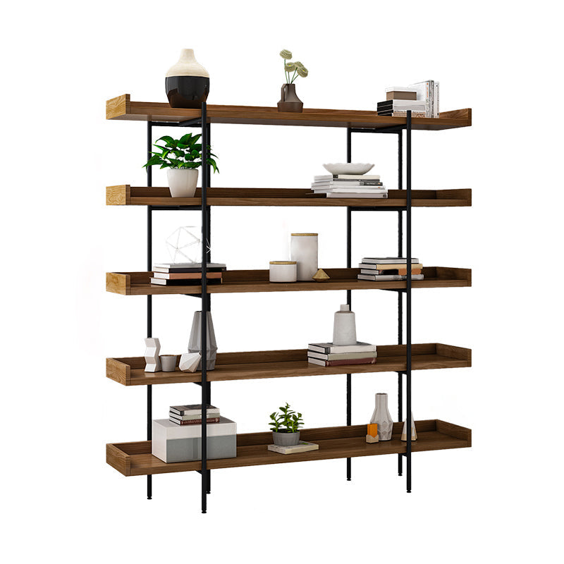 Metal Bookcase Industrial Book Shelf with Wood Rectangular Shelves 78.7"L x 13.4"W x 70.9"H Clearhalo 'Bookcases' 'furn' 'furn_bookcases' 'Furniture' 'furniture_bookcases' 'kitchen' 'kitchen_bookcases' 'Living Room Furniture' 'Office Furniture' 4674433