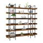 Metal Bookcase Industrial Book Shelf with Wood Rectangular Shelves 78.7"L x 13.4"W x 78.7"H Clearhalo 'Bookcases' 'furn' 'furn_bookcases' 'Furniture' 'furniture_bookcases' 'kitchen' 'kitchen_bookcases' 'Living Room Furniture' 'Office Furniture' 4674436