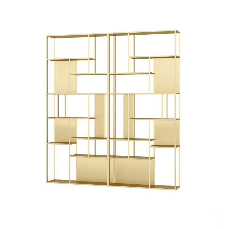 Industrial Metal Etagere Book Shelf with Rectangular Shelves Bookcase Gold Clearhalo 'Bookcases' 'furn' 'furn_bookcases' 'Furniture' 'furniture_bookcases' 'kitchen' 'kitchen_bookcases' 'Living Room Furniture' 'Office Furniture' 4674460