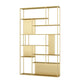 Industrial Metal Etagere Book Shelf with Rectangular Shelves Bookcase 59.1"L x 9.8"W x 78.7"H Gold Clearhalo 'Bookcases' 'furn' 'furn_bookcases' 'Furniture' 'furniture_bookcases' 'kitchen' 'kitchen_bookcases' 'Living Room Furniture' 'Office Furniture' 4674462