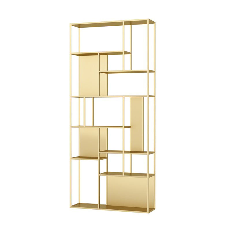 Industrial Metal Etagere Book Shelf with Rectangular Shelves Bookcase Gold Clearhalo 'Bookcases' 'furn' 'furn_bookcases' 'Furniture' 'furniture_bookcases' 'kitchen' 'kitchen_bookcases' 'Living Room Furniture' 'Office Furniture' 4674464