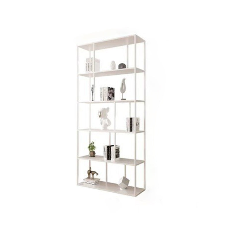 Industrial Metal Etagere Book Shelf with Rectangular Shelves Bookcase 31"L x 10"W x 71"H White Clearhalo 'Bookcases' 'furn' 'furn_bookcases' 'Furniture' 'furniture_bookcases' 'kitchen' 'kitchen_bookcases' 'Living Room Furniture' 'Office Furniture' 4674469