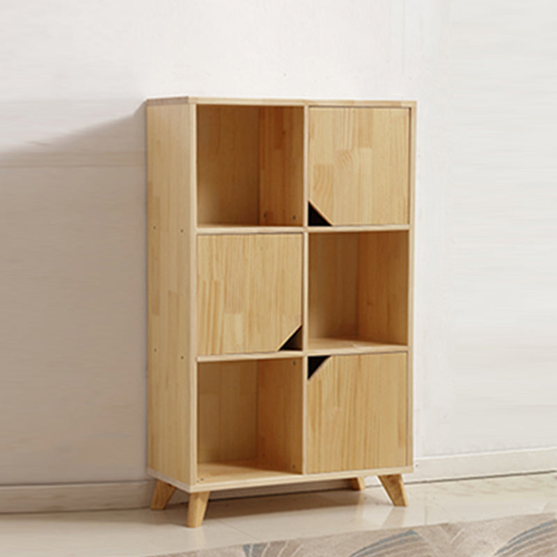 Natural Cube Bookshelf Contemporary Pine Wood Shelf for Home Office 27.6"L x 11.8"W x 45.3"H Cabinets Clearhalo 'Bookcases' 'furn' 'furn_bookcases' 'Furniture' 'furniture_bookcases' 'kitchen' 'kitchen_bookcases' 'Living Room Furniture' 'Office Furniture' 4678398