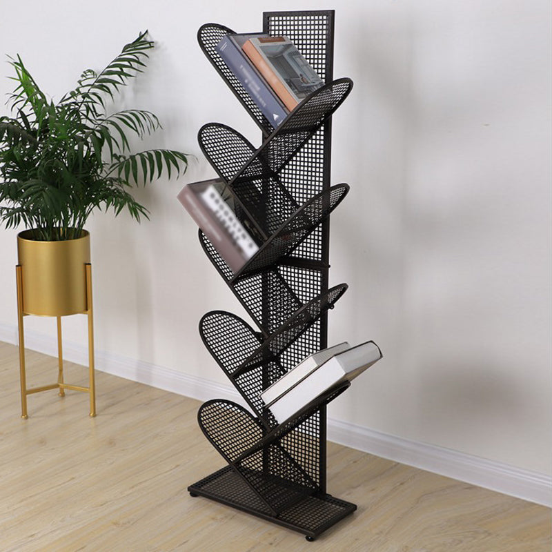 Metal Geometric Bookcase Industrial Book Shelf for Home Office 16"L x 9"W x 50"H Matte Black Clearhalo 'Bookcases' 'furn' 'furn_bookcases' 'Furniture' 'furniture_bookcases' 'kitchen' 'kitchen_bookcases' 'Living Room Furniture' 'Office Furniture' 4678413