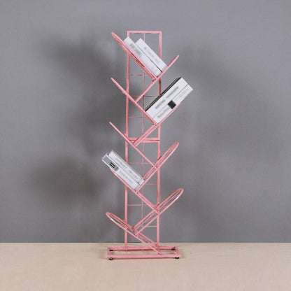 Metal Geometric Bookcase Industrial Book Shelf for Home Office 16"L x 9"W x 50"H Pink Clearhalo 'Bookcases' 'furn' 'furn_bookcases' 'Furniture' 'furniture_bookcases' 'kitchen' 'kitchen_bookcases' 'Living Room Furniture' 'Office Furniture' 4678422