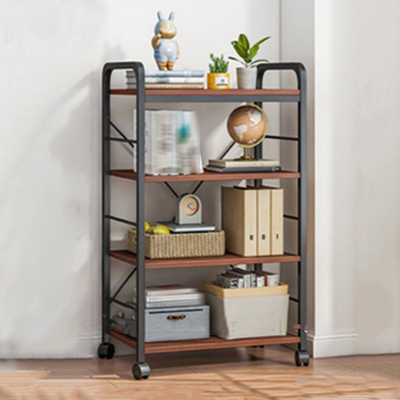 Wood Etagere Bookcase Contemporary Open Back Bookcase for Home Office 25"L x 12"W x 44"H Black-Brown Clearhalo 'Bookcases' 'furn' 'furn_bookcases' 'Furniture' 'furniture_bookcases' 'kitchen' 'kitchen_bookcases' 'Living Room Furniture' 'Office Furniture' 4678473