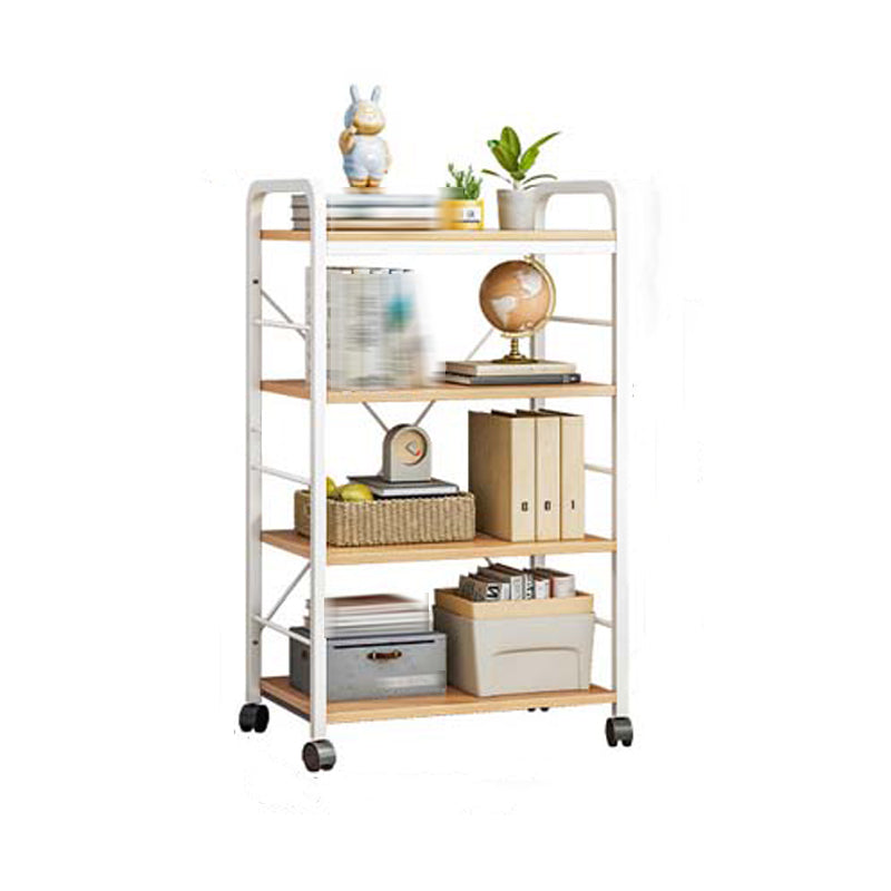 Wood Etagere Bookcase Contemporary Open Back Bookcase for Home Office 25"L x 12"W x 44"H Natural Wood White Clearhalo 'Bookcases' 'furn' 'furn_bookcases' 'Furniture' 'furniture_bookcases' 'kitchen' 'kitchen_bookcases' 'Living Room Furniture' 'Office Furniture' 4678478