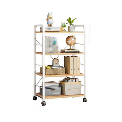 Wood Etagere Bookcase Contemporary Open Back Bookcase for Home Office 25"L x 12"W x 44"H Natural Wood White Clearhalo 'Bookcases' 'furn' 'furn_bookcases' 'Furniture' 'furniture_bookcases' 'kitchen' 'kitchen_bookcases' 'Living Room Furniture' 'Office Furniture' 4678478