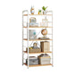 Wood Etagere Bookcase Contemporary Open Back Bookcase for Home Office 25"L x 12"W x 56"H Natural Wood White Clearhalo 'Bookcases' 'furn' 'furn_bookcases' 'Furniture' 'furniture_bookcases' 'kitchen' 'kitchen_bookcases' 'Living Room Furniture' 'Office Furniture' 4678482